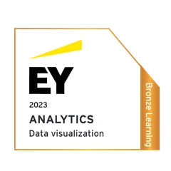 EY Analytics Data Visualization learning badge (2023) — issued to Dor Israel and verified on Credly