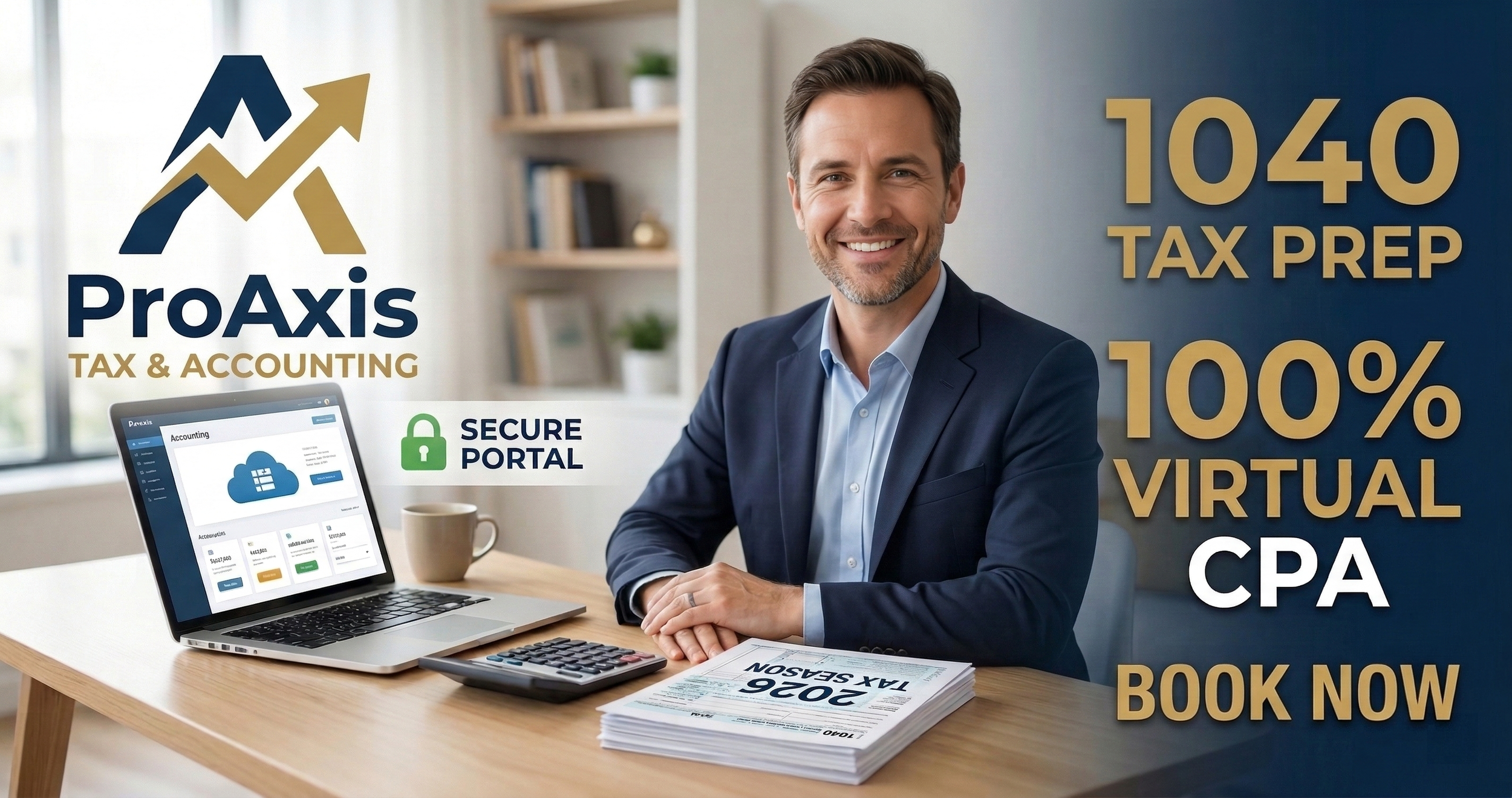 ProAxis CPA virtual 1040 tax preparation workflow for New Jersey residents — secure online document submission, CPA review, and e-filing for individual and business tax returns in Bergen County NJ