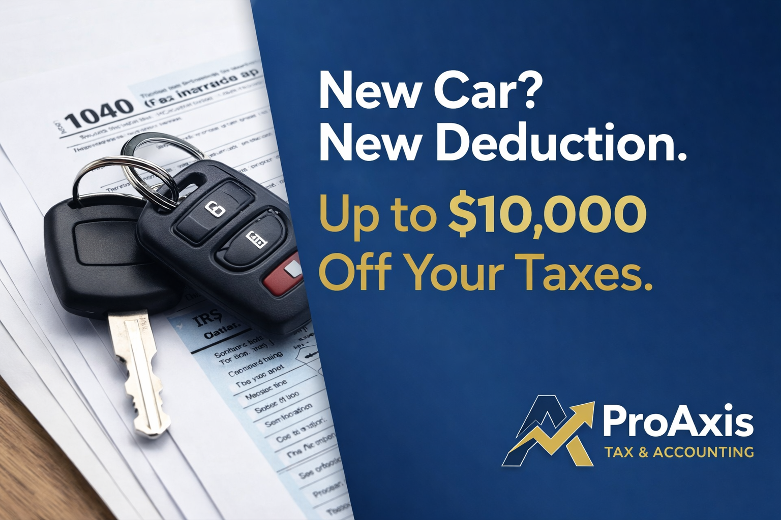 2025 IRS tax deduction reference chart for New Jersey taxpayers showing vehicle loan interest deductibility rules, business-use thresholds, and commonly missed deductions — ProAxis CPA Bergen County