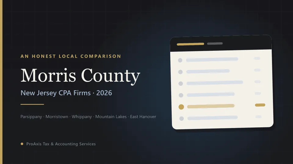 Morris County NJ CPA firm comparison — a shortlist of seven firms across Parsippany, Morristown, Whippany, Mountain Lakes and East Hanover