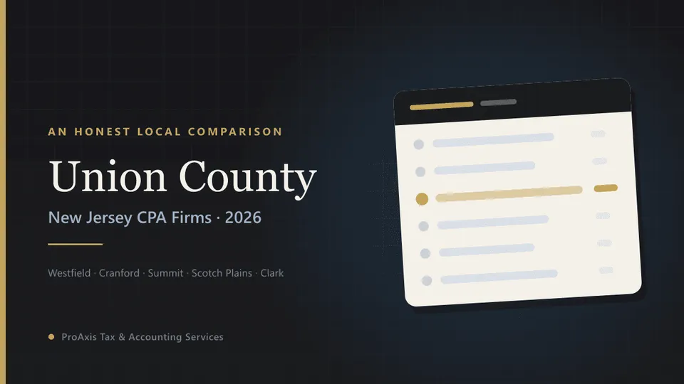 Union County NJ CPA firm comparison — a shortlist of seven firms across Westfield, Cranford, Summit, Scotch Plains and Clark