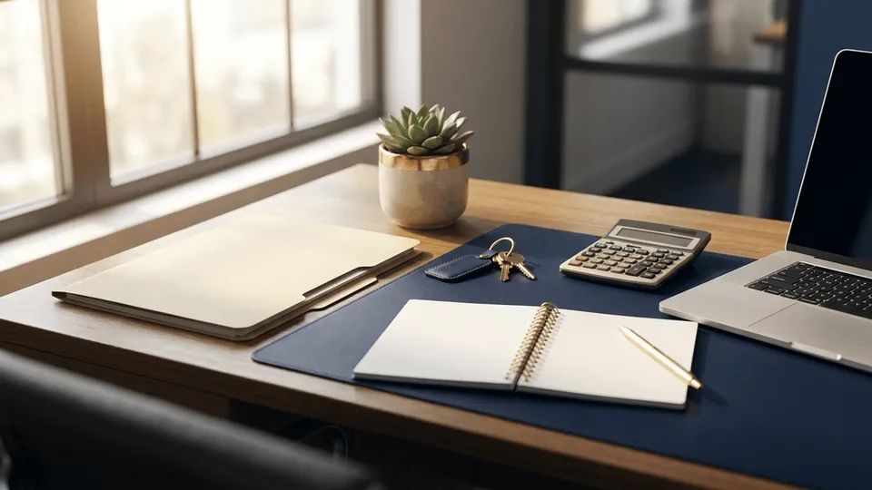 A first-year New Jersey LLC compliance calendar with Schedule C, Form 1065, the NJ annual report, and quarterly estimated tax deadlines marked beside a calculator — for NJ business owners, by ProAxis CPA, Bergen County NJ
